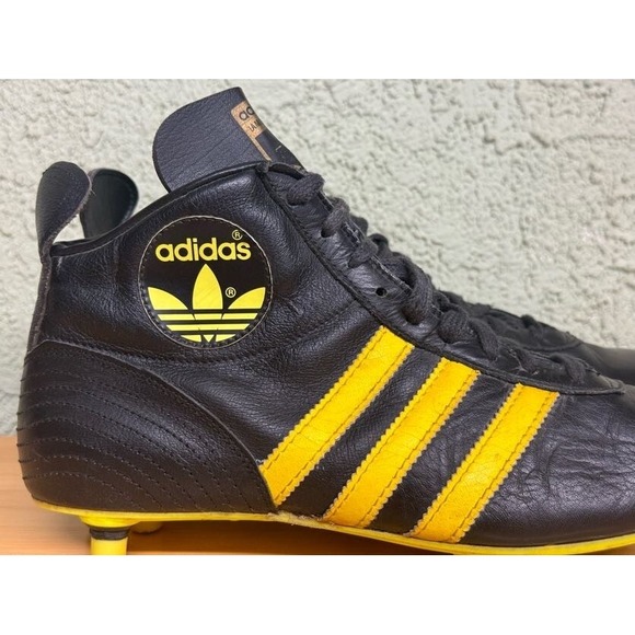 Size 8 - Vintage Adidas Beckenbauer Super Football (Soccer) Cleats Black Yellow - Picture 3 of 13